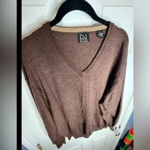 Jos A Bank Signature Collection Men’s XL Brown Merino Wool Brown Sweater V-Neck